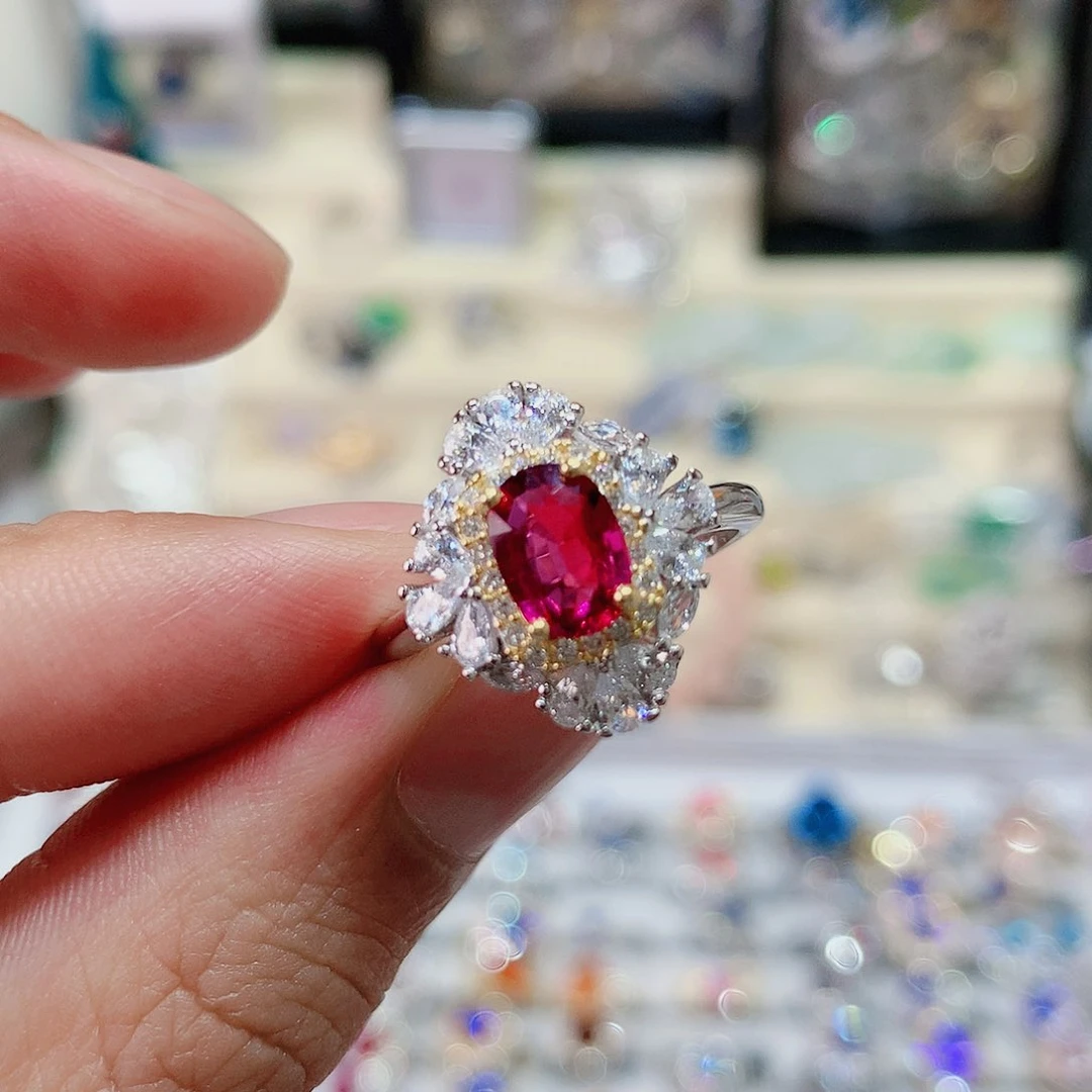 碧玺戒指戒指银S925镶嵌v*