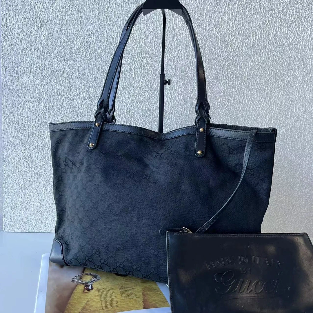 95新 GUCCI/古驰 XM/黑色满印暗花托特手提子母托特包/AR05428067