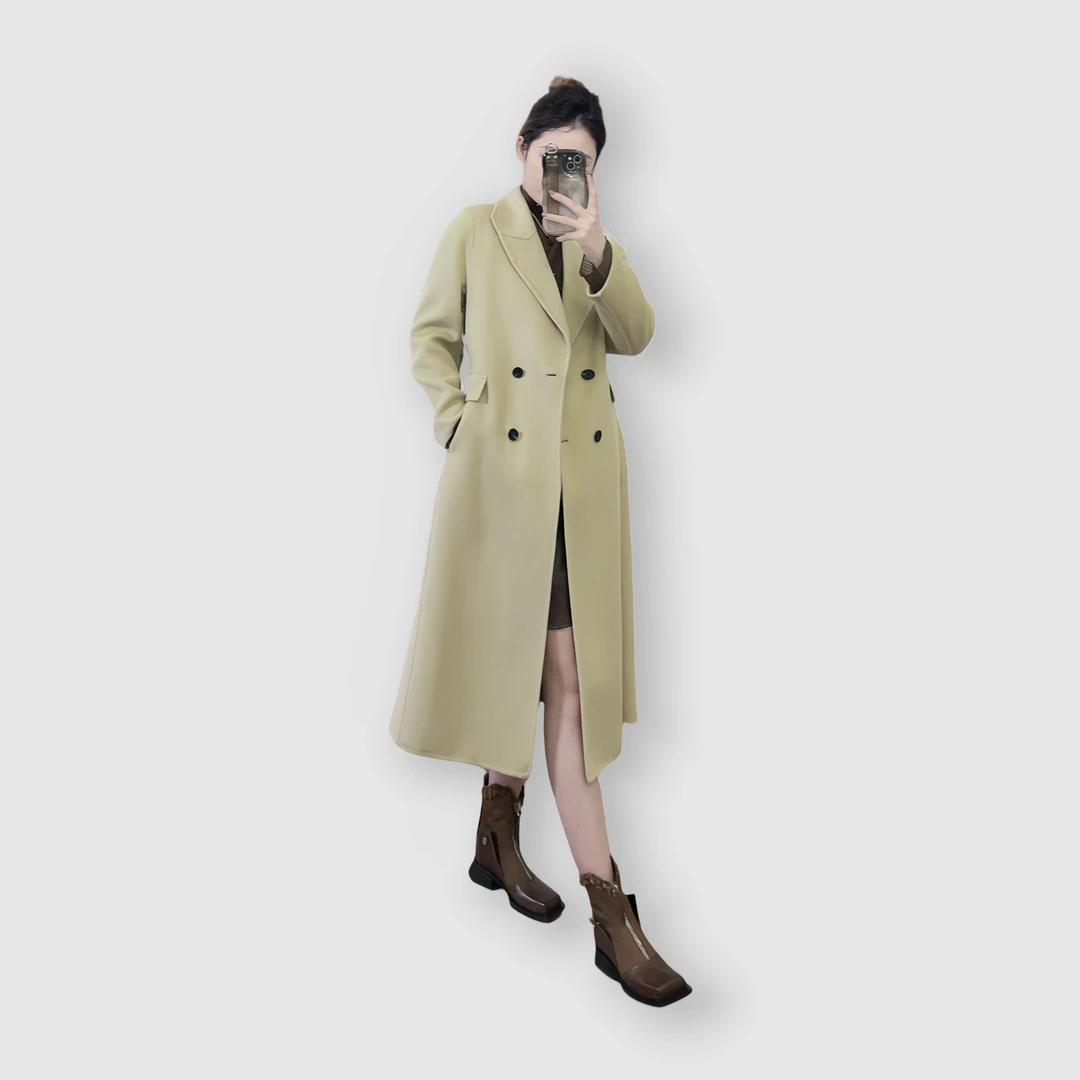 中长款大衣女春季2025新款绵羊毛双面毛呢外套韩版显瘦气质休闲