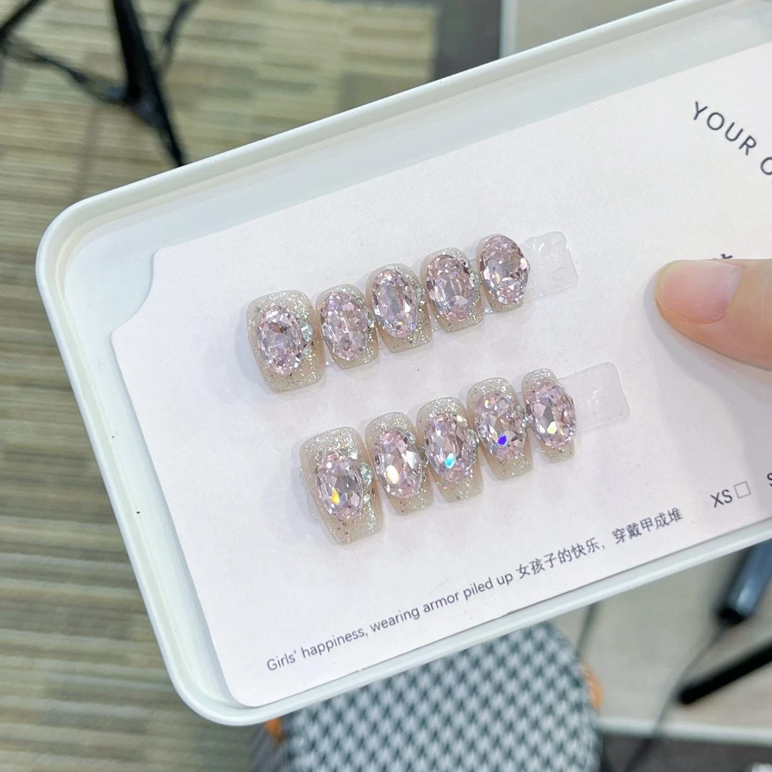 【闪耀满钻】夏季猫眼温柔款穿戴甲可拆卸十片装
