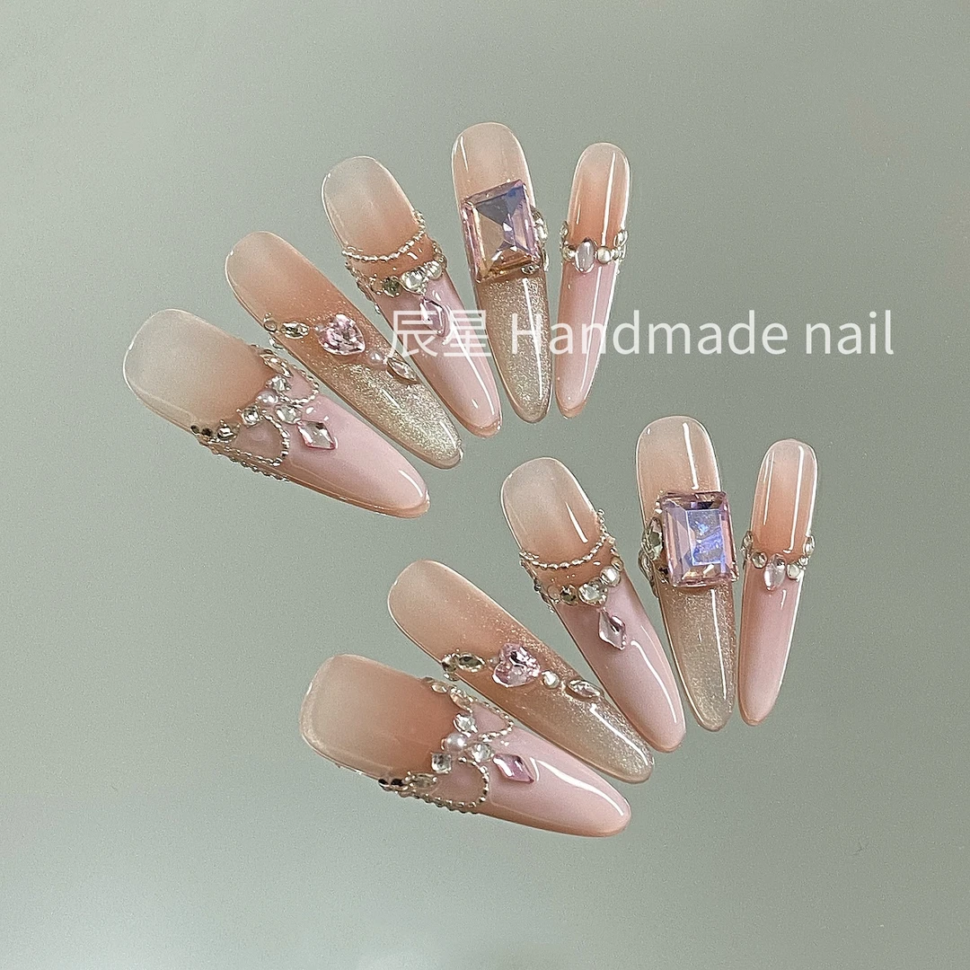 【甜蜜心愿】细狗长尖穿戴甲超长手工穿戴甲长款ins个性穿戴甲