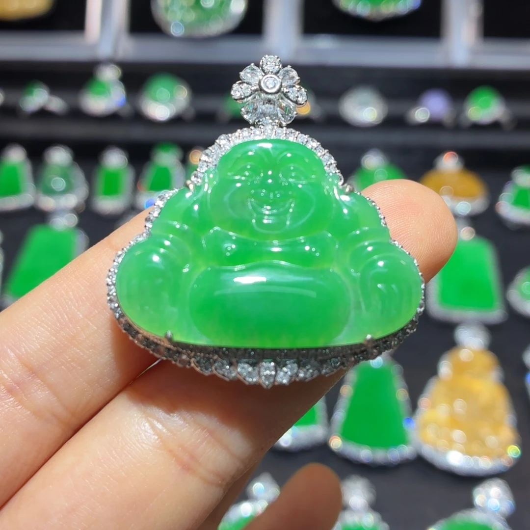 翡翠18K金镶嵌吊坠(不含链)翡翠