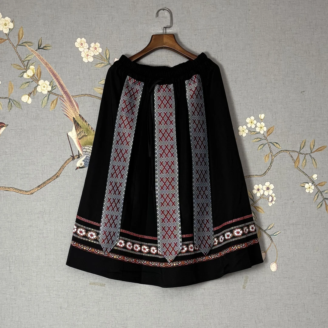 土家妹（工厂直销）传统复古民族裙土家族苗族大摆裙75长  125502