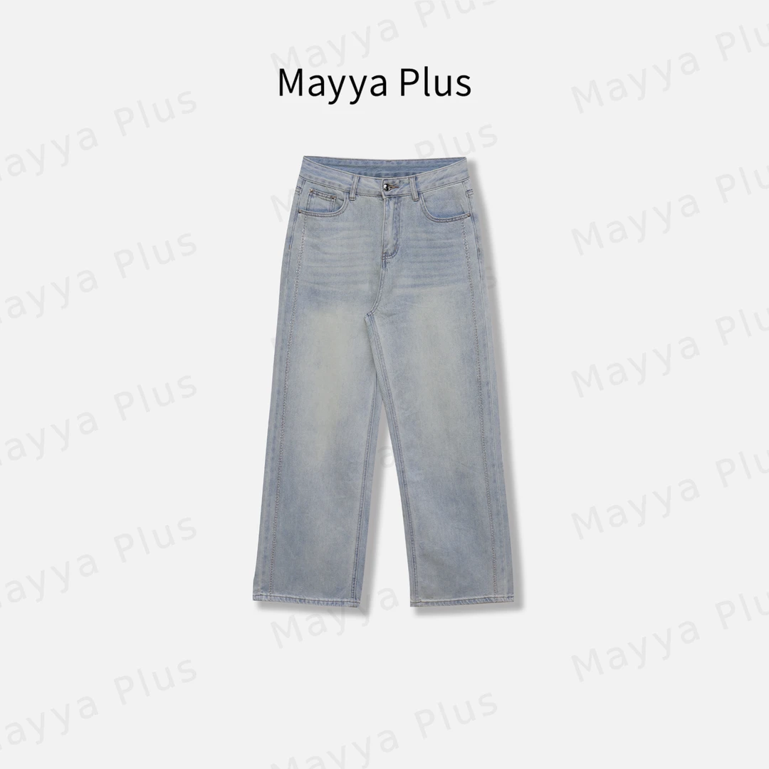 【钻钻牛仔】Mayya Plus麦芽定制轻奢气质显瘦百搭款牛仔裤32518299