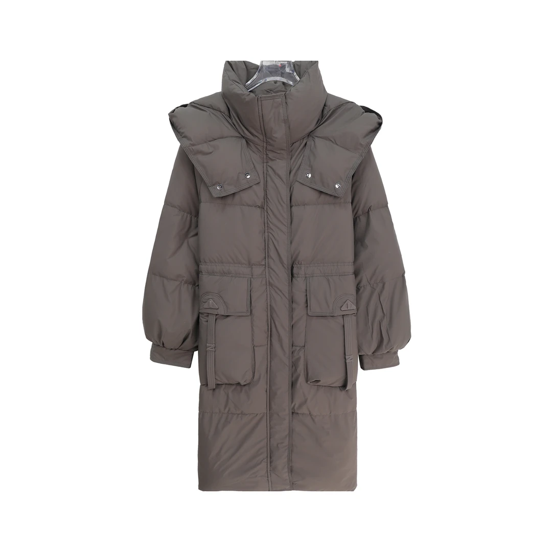 连帽设计感宽松羽绒服冬季新款中长款外套U373