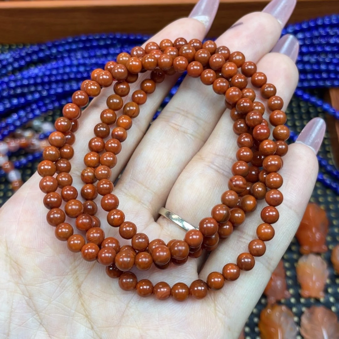南红玛瑙未镶嵌配饰柿子多圈4mm+