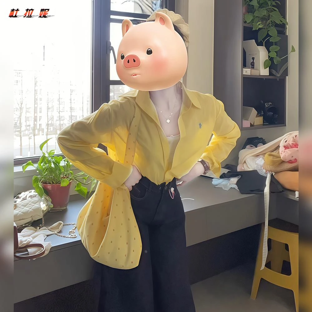 杜拉妮复古港风黄色薄款长袖衬衫女2025新款初秋法式轻奢chic上衣