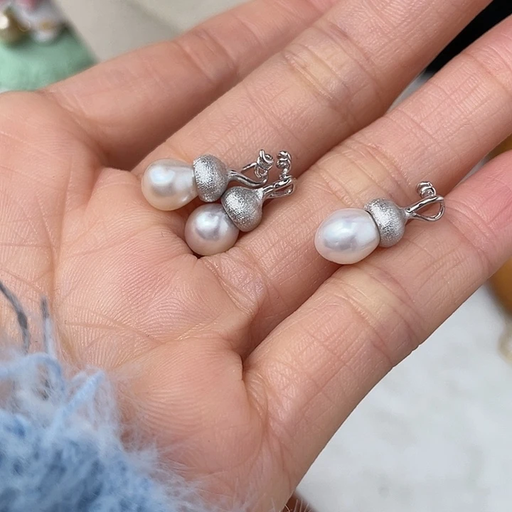 银S925镶嵌海水珍珠吊坠(不含链)随机发