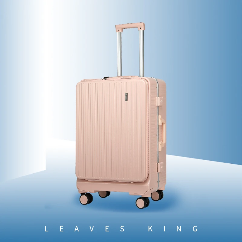 Leavesking前开口大容量铝框行李箱独立电脑仓万向静音轮