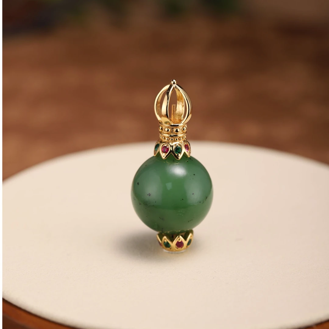 俄罗斯碧玉20咪圆珠吊坠