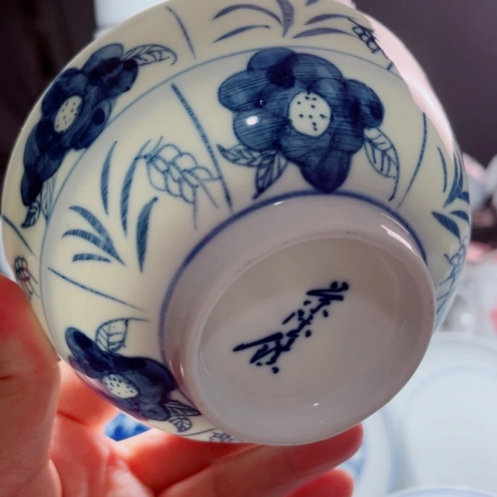 青花玲珑5寸饭碗木棉花