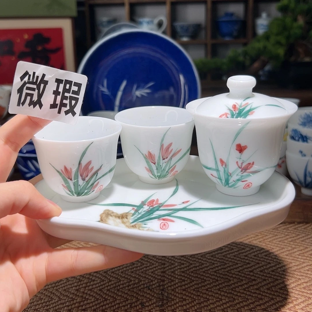 【闪购商品】微瑕 手绘 盖碗。