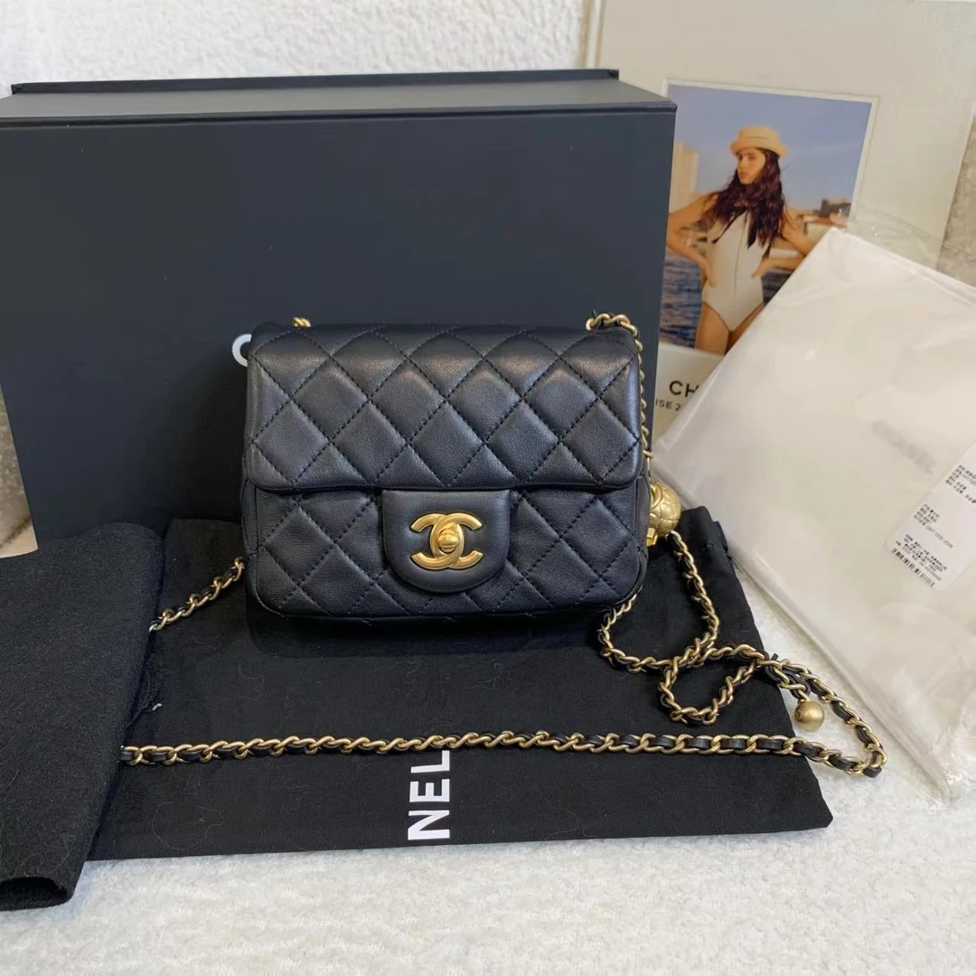99新 Chanel/香奈儿 壹臻/23C黑金羊金球方胖子 53641029