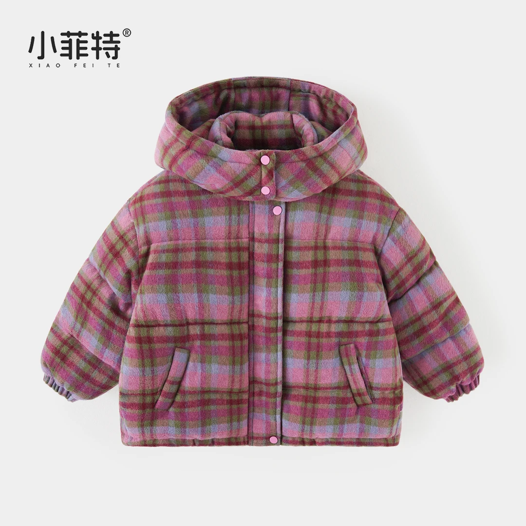 小菲特女童冬加厚连帽外套中大童保暖上衣儿童休闲棉服BGYD57936