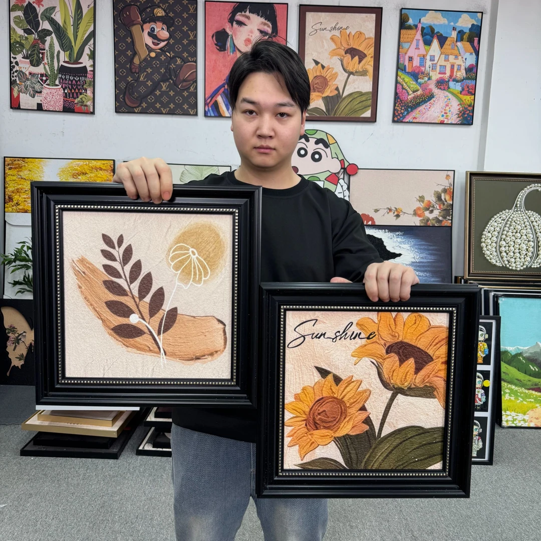 北欧现代向日葵高级感斗柜画美式经典餐厅画客厅餐厅抽象挂画4040