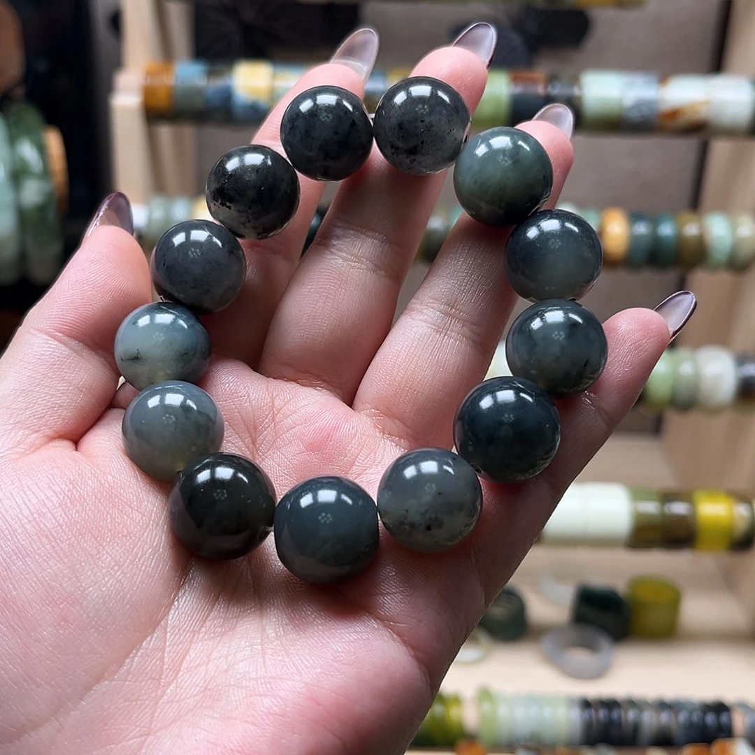 蛇纹石玉未镶嵌手链16+水墨