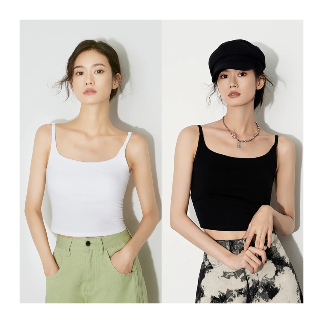 【必冲！！】美y家*原包装！带胸垫U领细肩带可调节背心上衣～