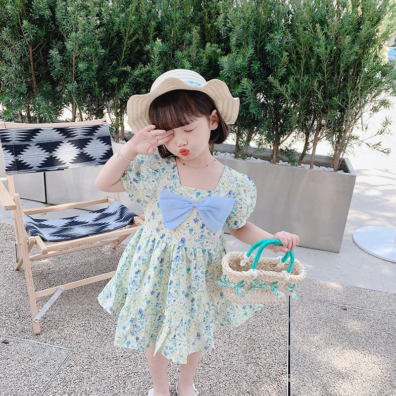 【本妈】女童夏季小清新泡泡袖碎花公主连衣裙  21X095 15