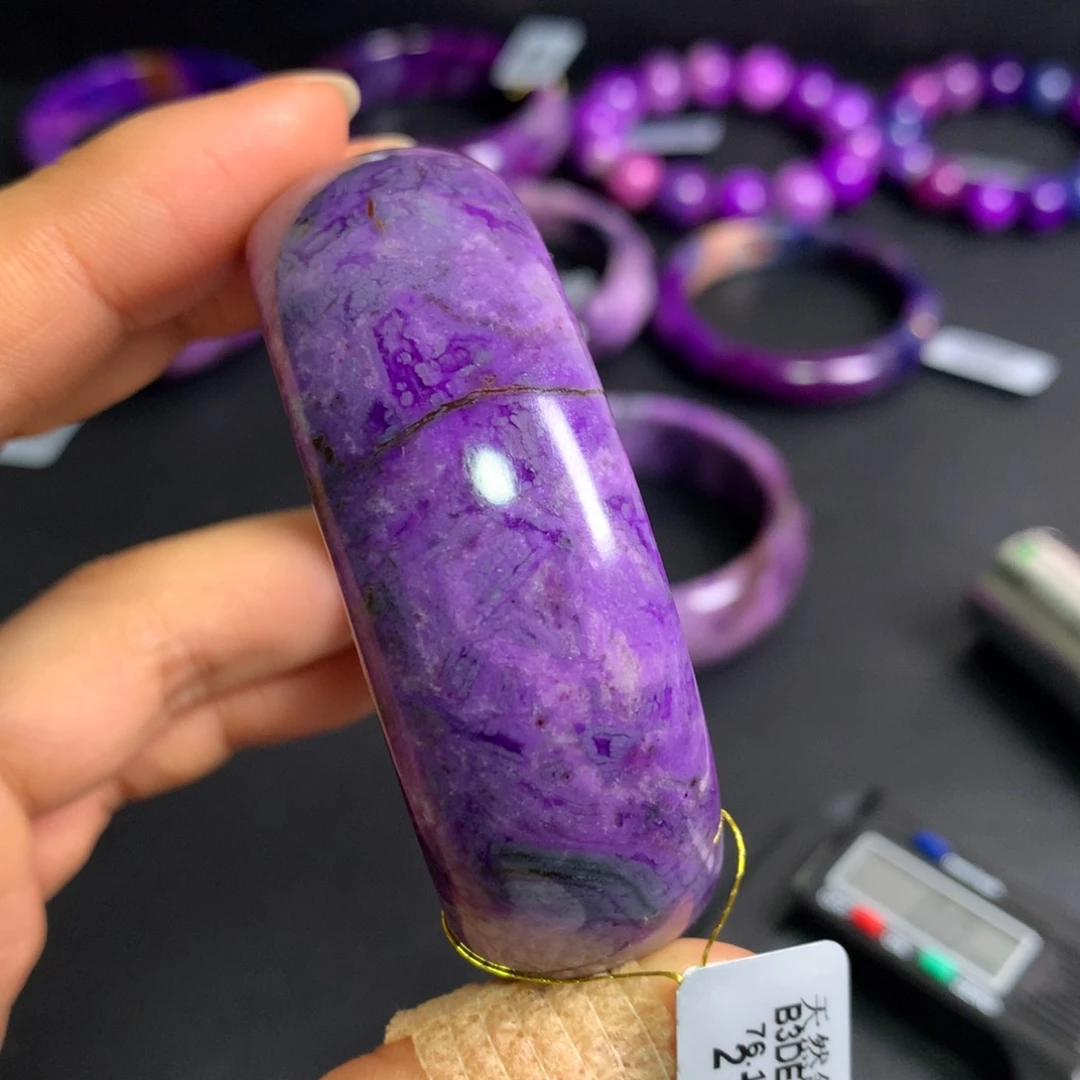 苏纪石（舒俱来）未镶嵌冰透紫樱花手镯53