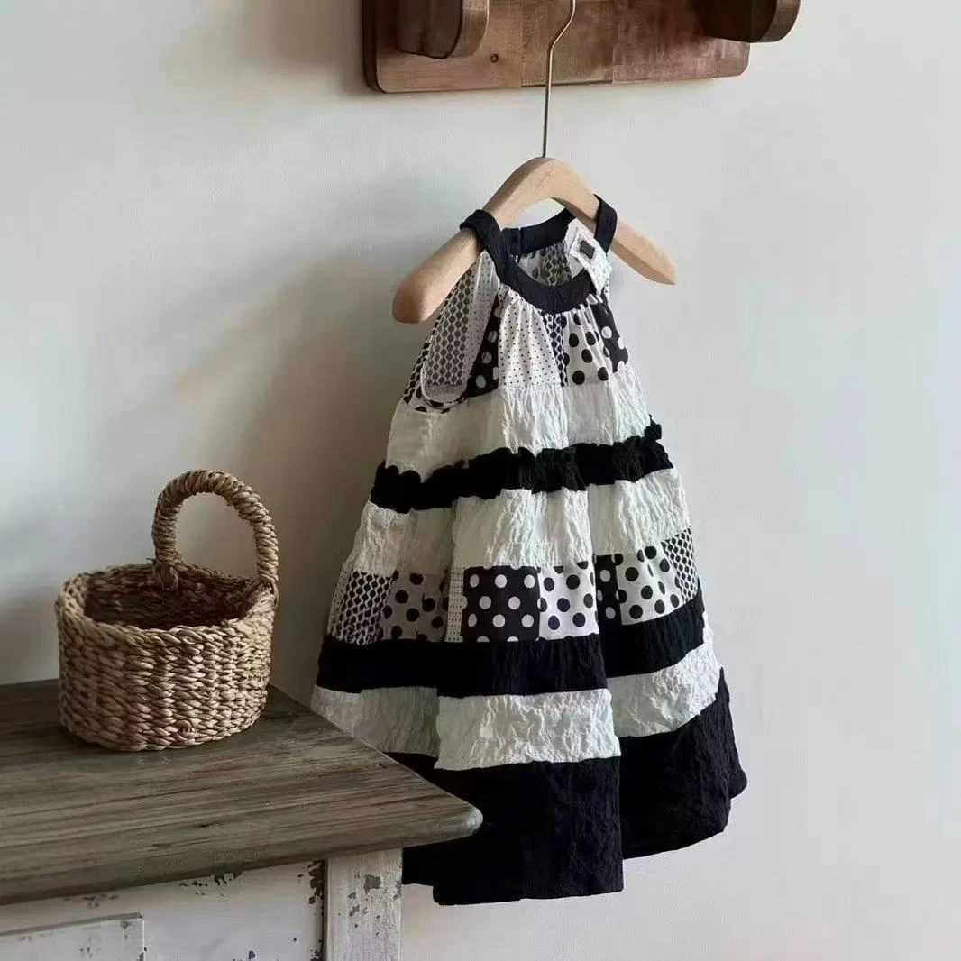 现货速发~赫本风法式度假风2025夏季新款宝宝波点女童裙子