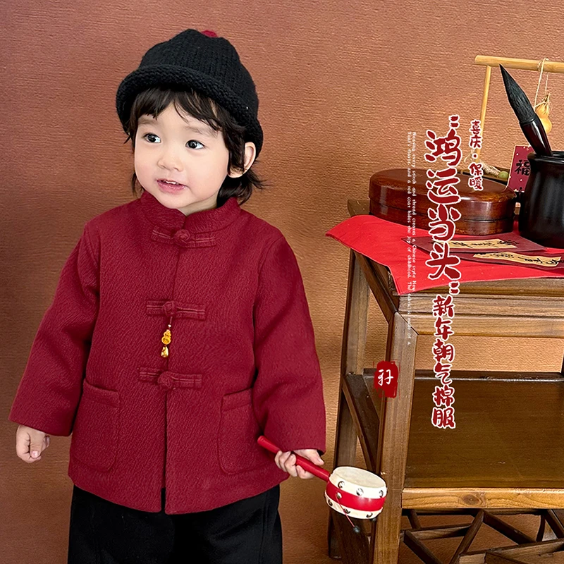 阿小轩12月25【鸿运当头】儿童国风年味肌理感毛呢小棉服
