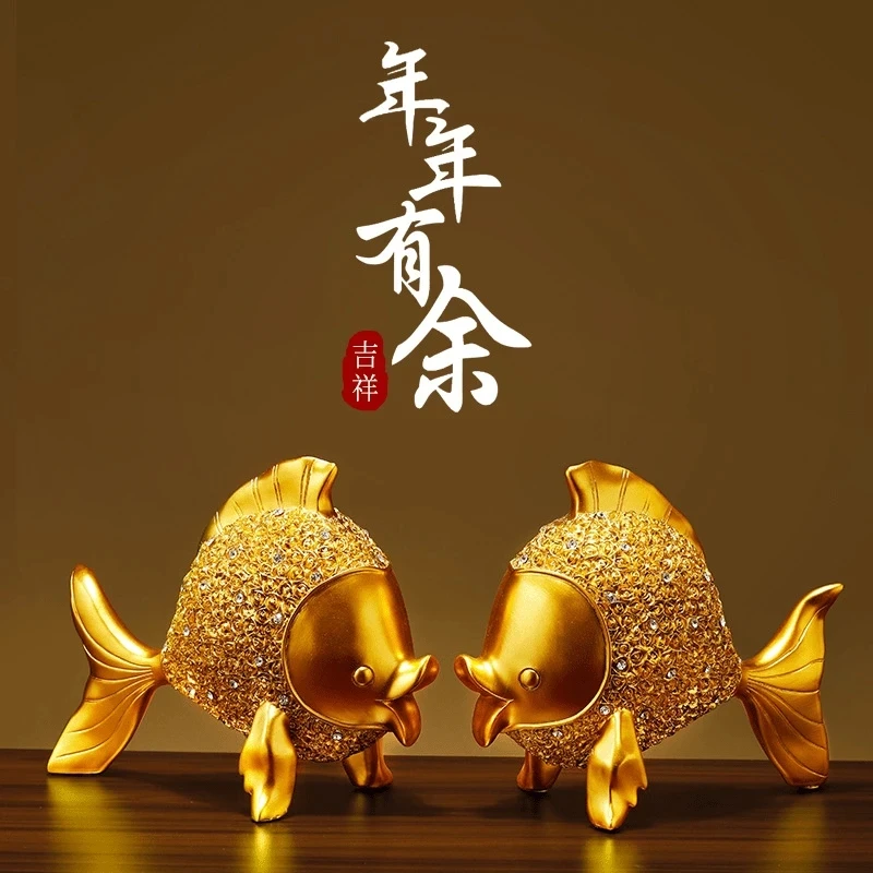 乔迁新居年年有余金鱼工艺品电视柜酒柜玄关摆件搬新家送礼