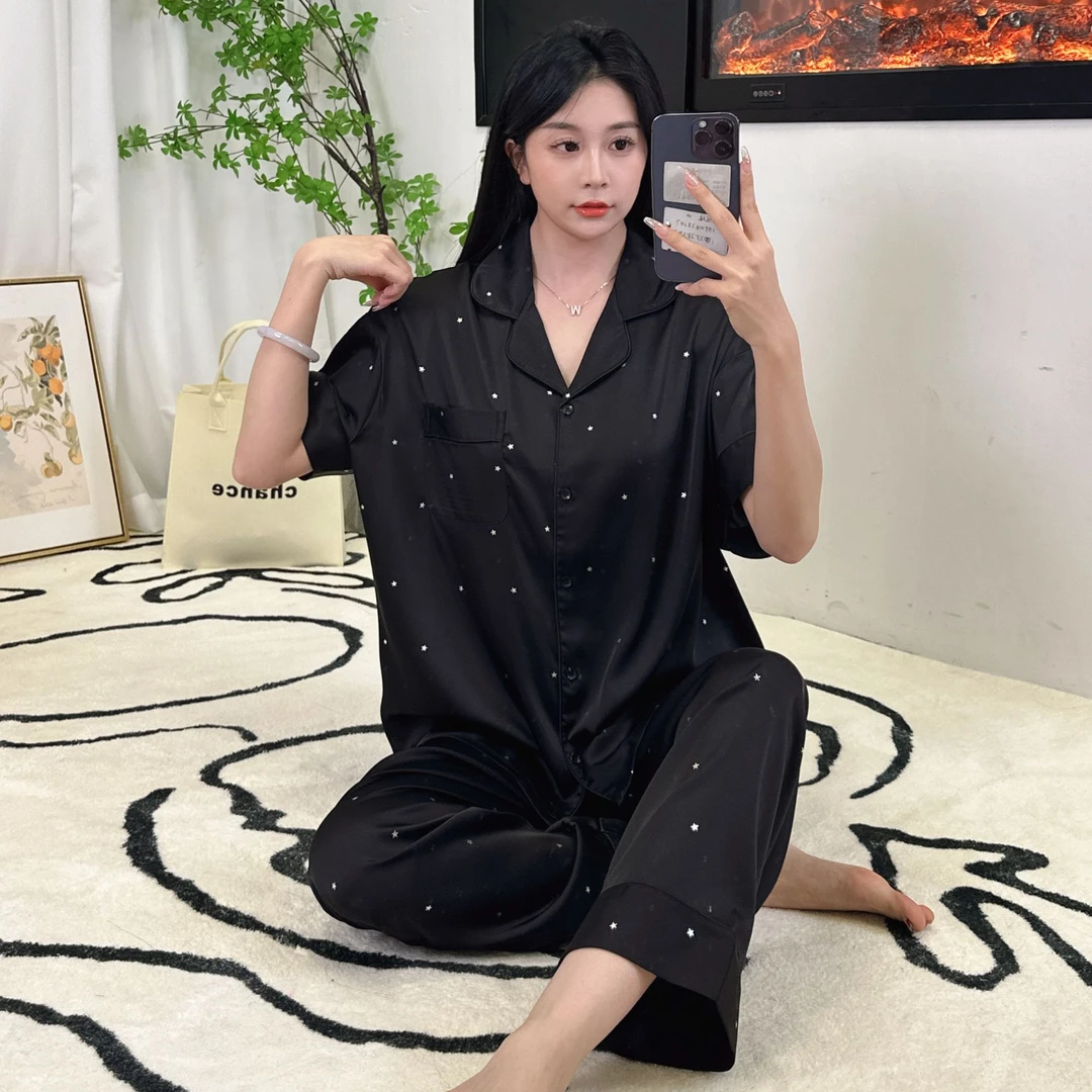 三件套装睡衣女款爆款2025新款夏季舒适宽松轻奢休闲甜美家居服