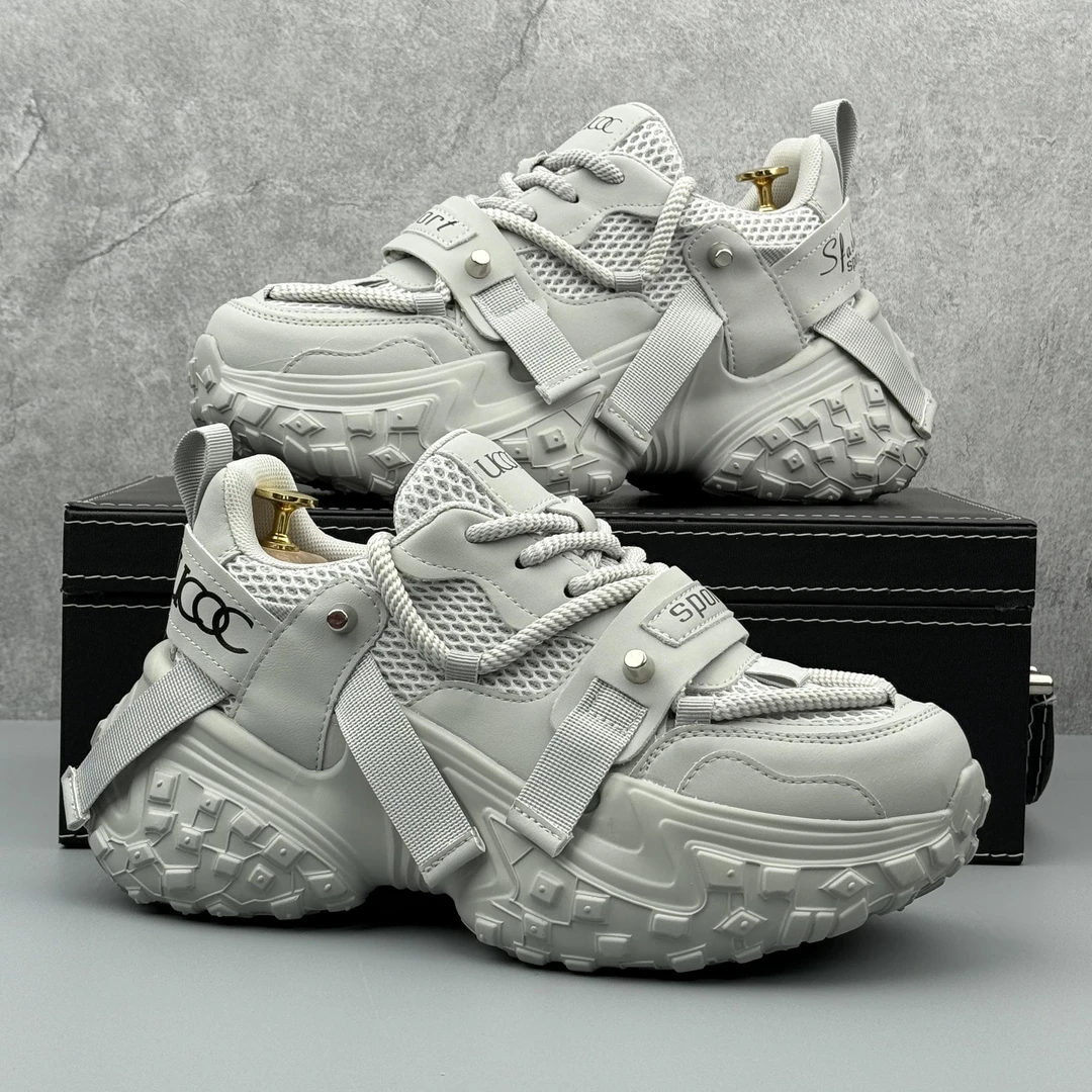 爱赫蒙厚底增高老爹鞋2025夏季新款时尚百搭运动休闲拼接女士老爹