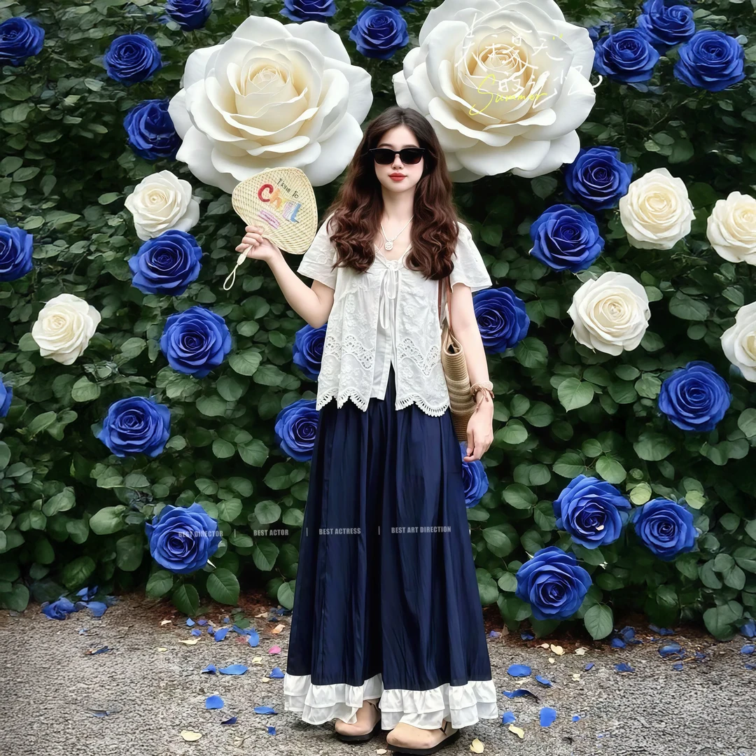 巨好看夏装一整套森系气质白色蕾丝短袖上衣阔腿裤独特漂亮套装女