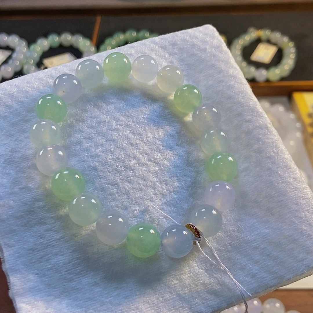 定制翡翠未镶嵌翡翠手串卡9.8