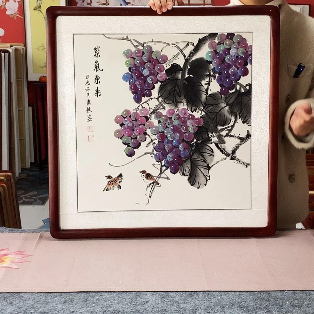 国画手写手绘国画作品带框