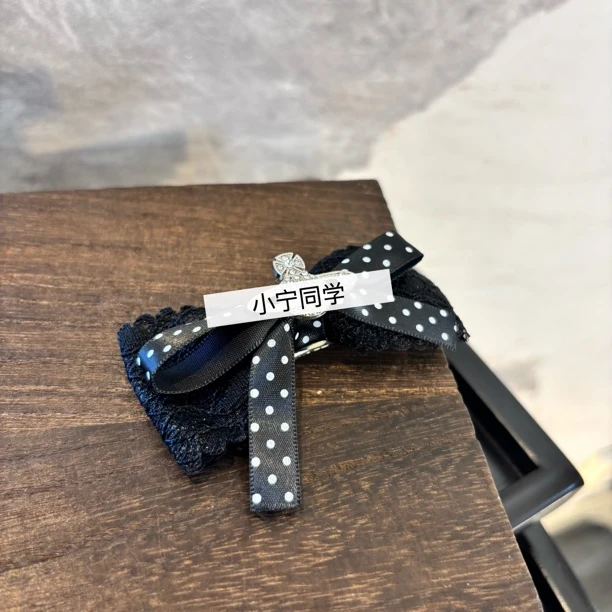 波点蝴蝶结地球发夹FJ1249（一个）