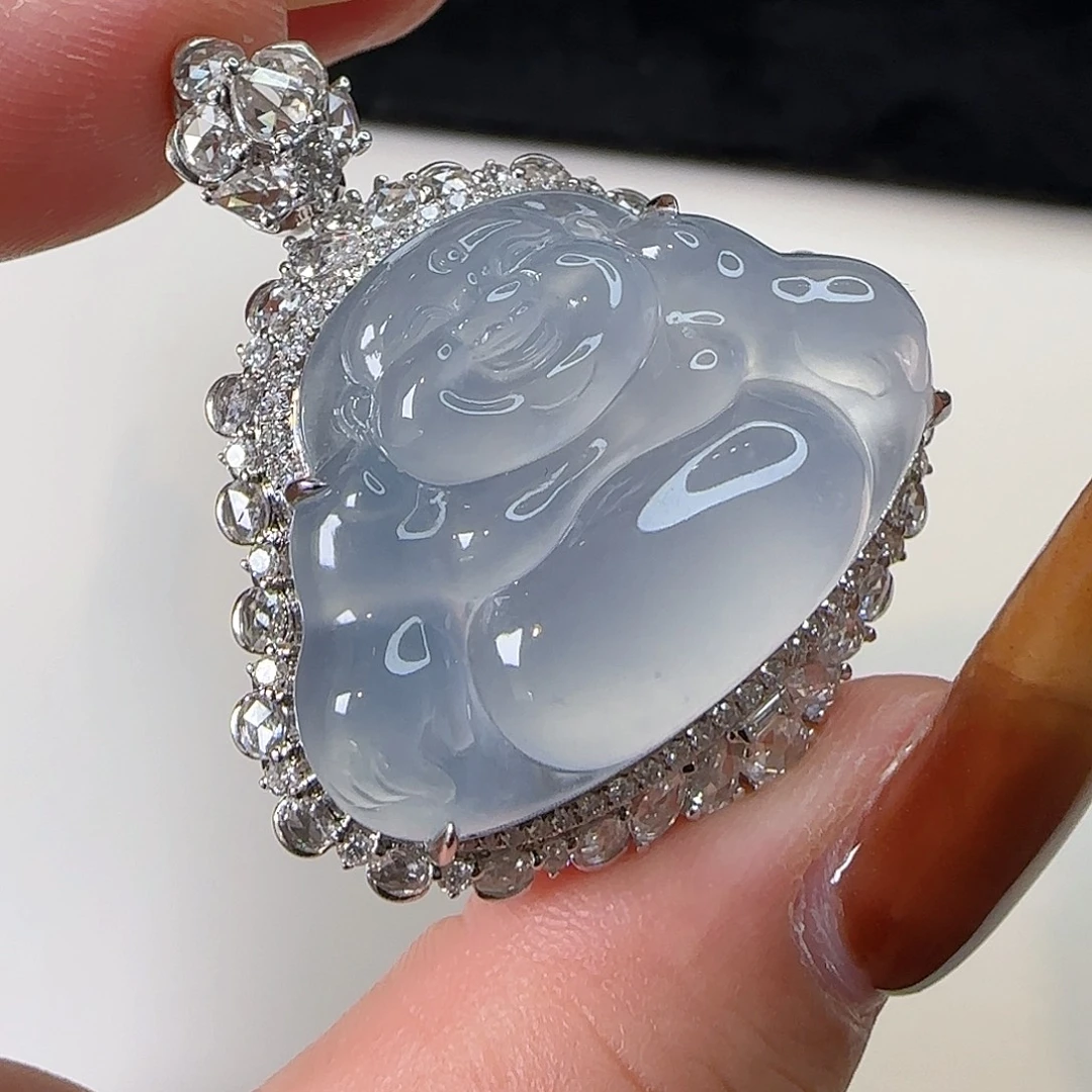 翡翠18K金镶嵌颈饰天然翡翠