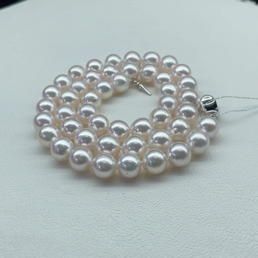 项链银S925镶嵌海水珍珠海水A ko ya8-9 m m