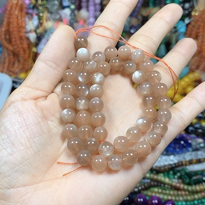 玛瑙/玉髓未镶嵌珠宝半成品高品太阳石卡8mm