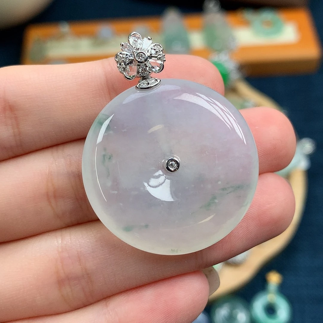 吊坠(不含链)18K金镶嵌翡翠