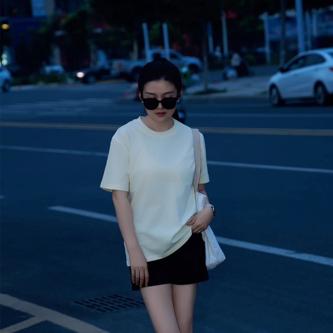 JHYJ-100%新疆纯棉重磅短袖男女T恤夏季宽松纯色体恤休闲百搭衣