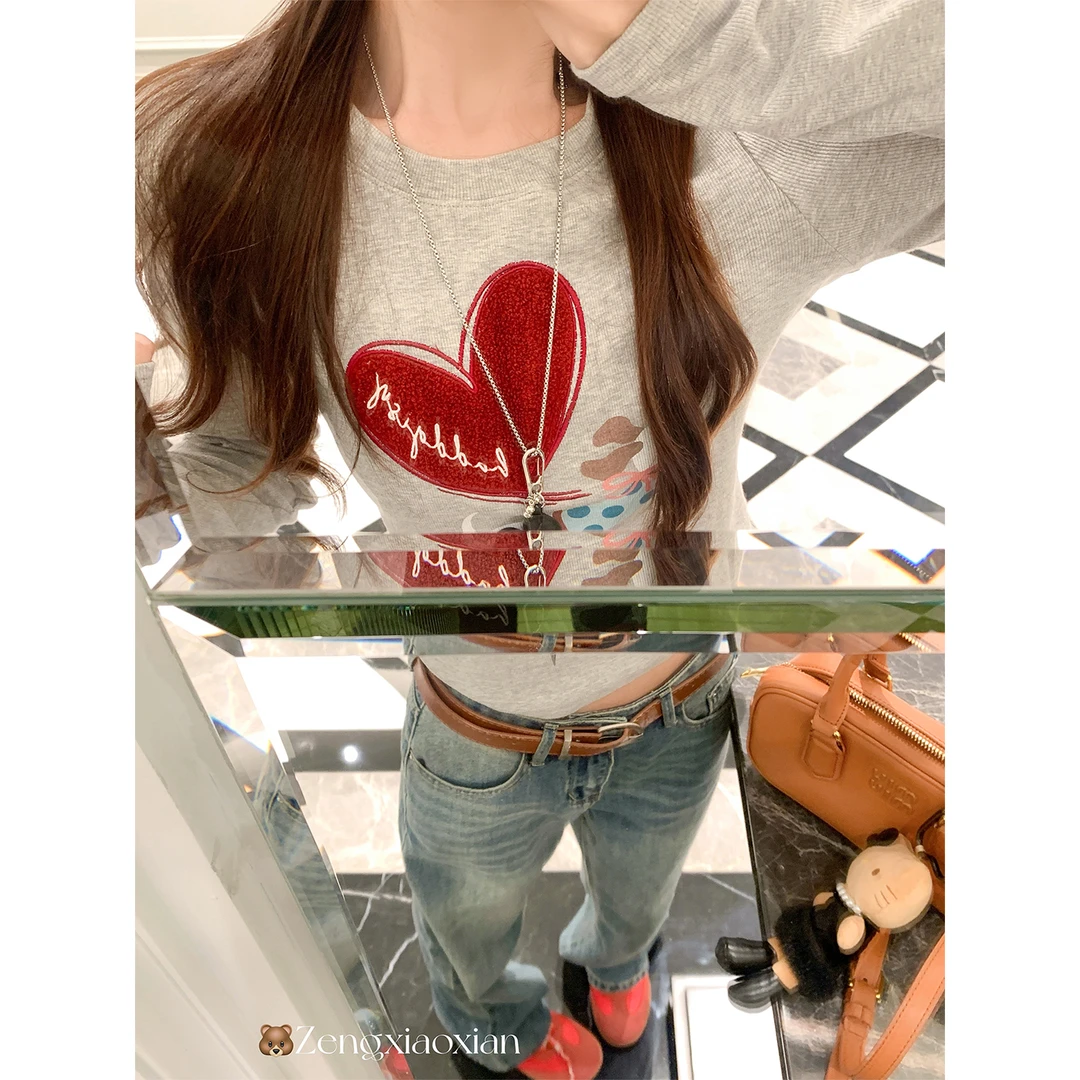 曾小咸 韩系小狗植绒爱心T恤Z254TXZ9663