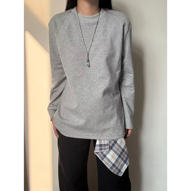 cleanfit美式重磅解构长袖T恤男秋季boxy正肩卫衣圆领内搭打底衫