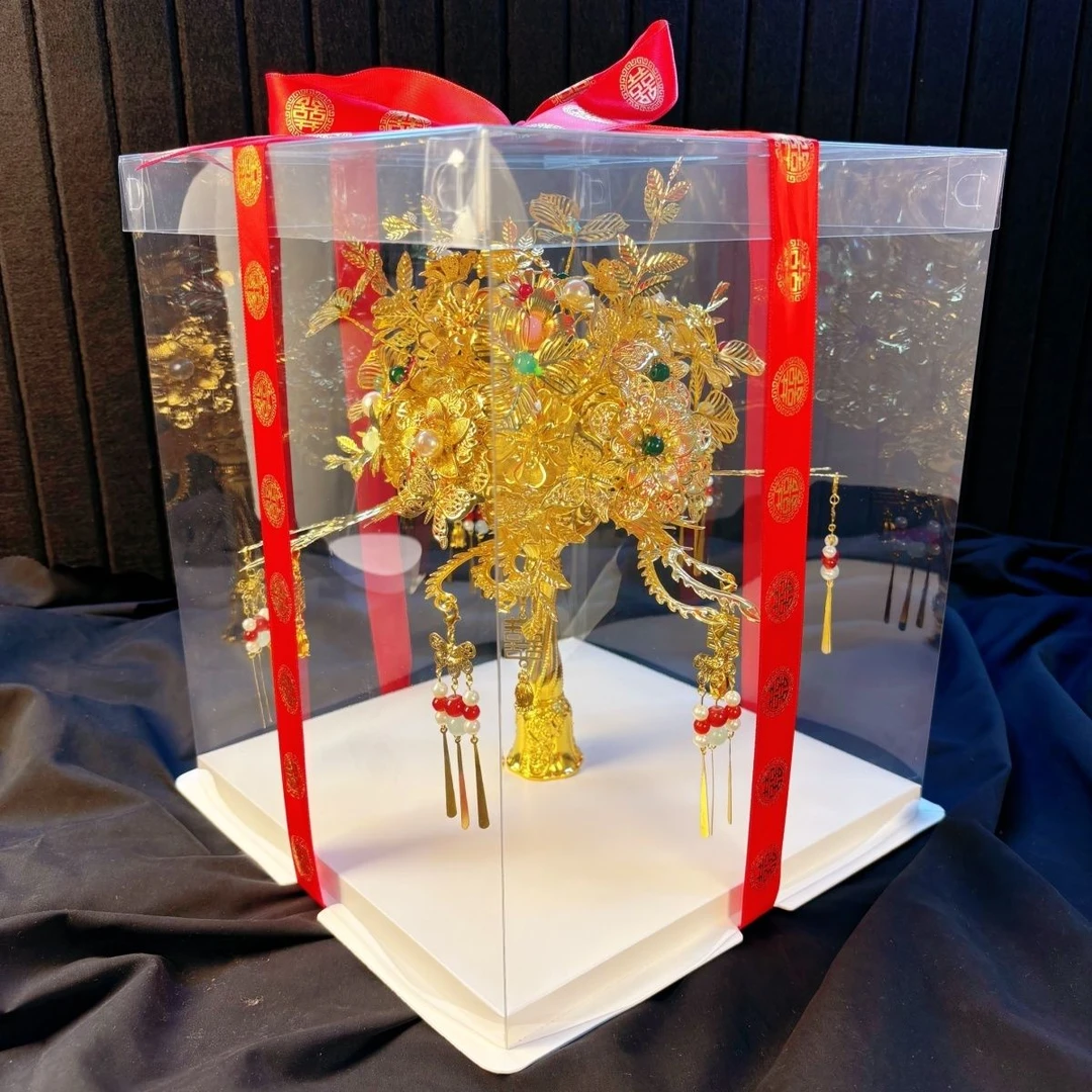 嗯新疆西藏包邮金色手捧花高级材料包中式婚礼新娘新婚秀禾旗袍闺