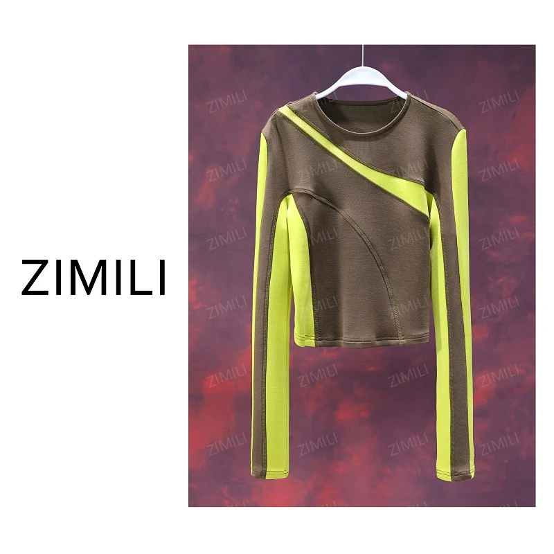 【亮哥欧货女装】冬季热感系列《枯荣》咖黄高弹显瘦打底上衣5018-A5