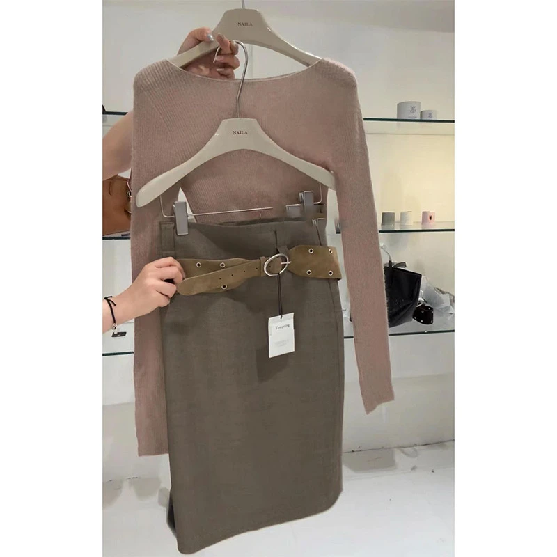 涤纶50%今年流行的爆款套装女秋季新款显瘦气质长袖上衣百搭半身