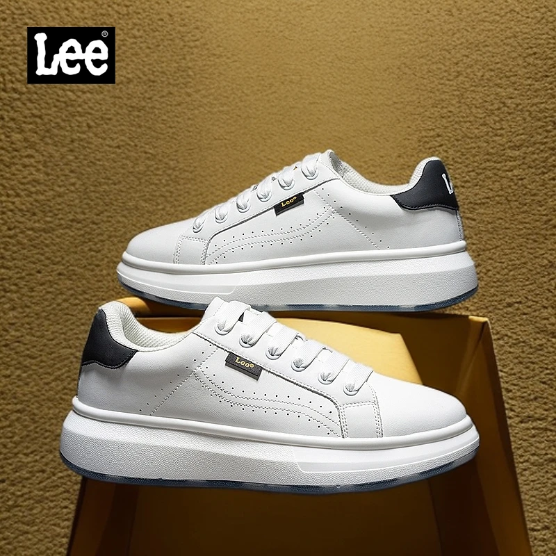 Lee板鞋男士2025春季新款低帮厚底白色潮鞋时尚百搭运动鞋小白鞋