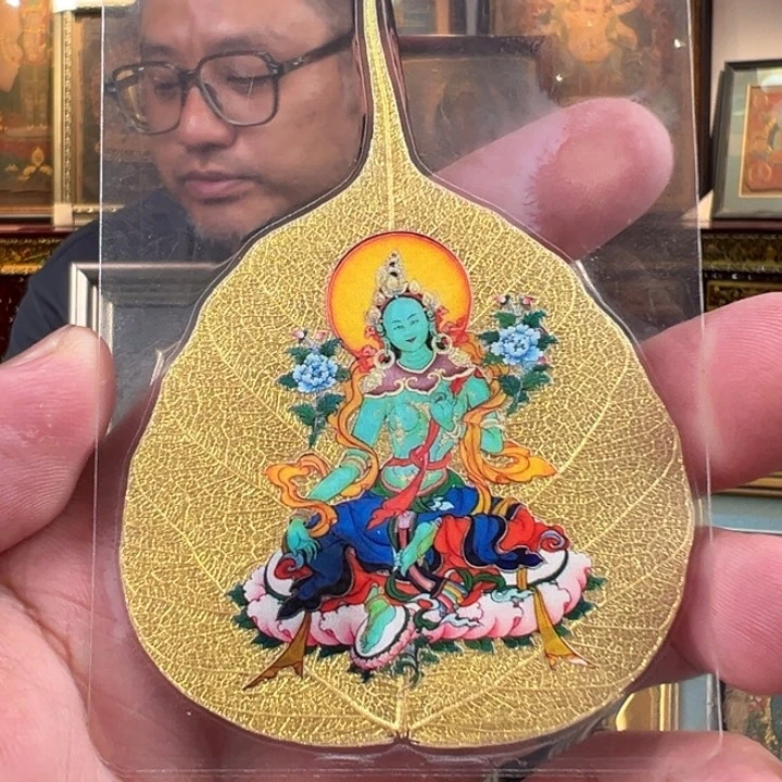 竖款菩提叶绿度母祝福卡