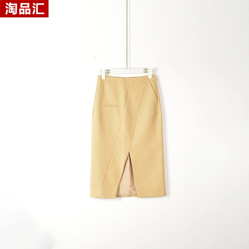 【F-3】深圳高端女装KBC-气质开叉半裙1209-驼色正码