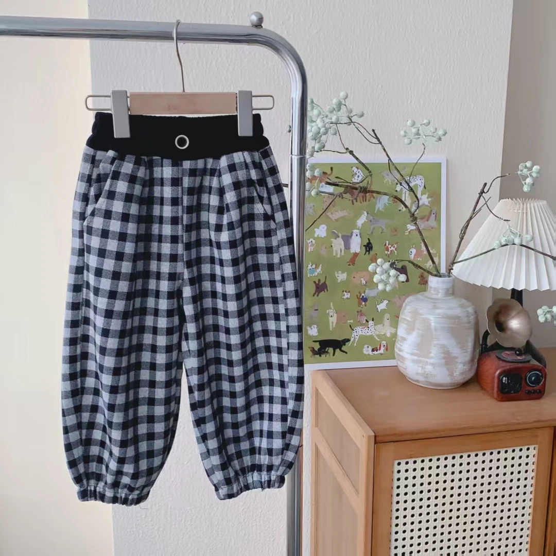 女童秋季韩版棉质休闲重工格子休闲裤 251933