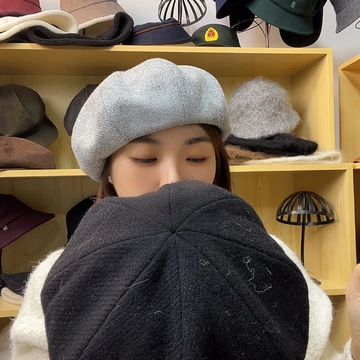 纯棉明星同款羊毛贝雷帽c家