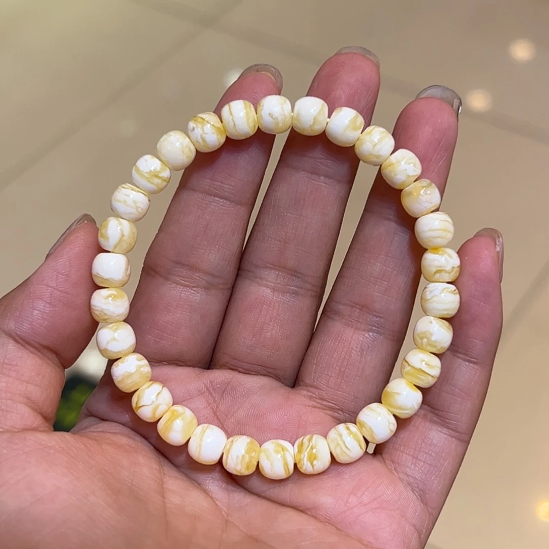 手链琥珀未镶嵌7·5➕瓷金白老型手串