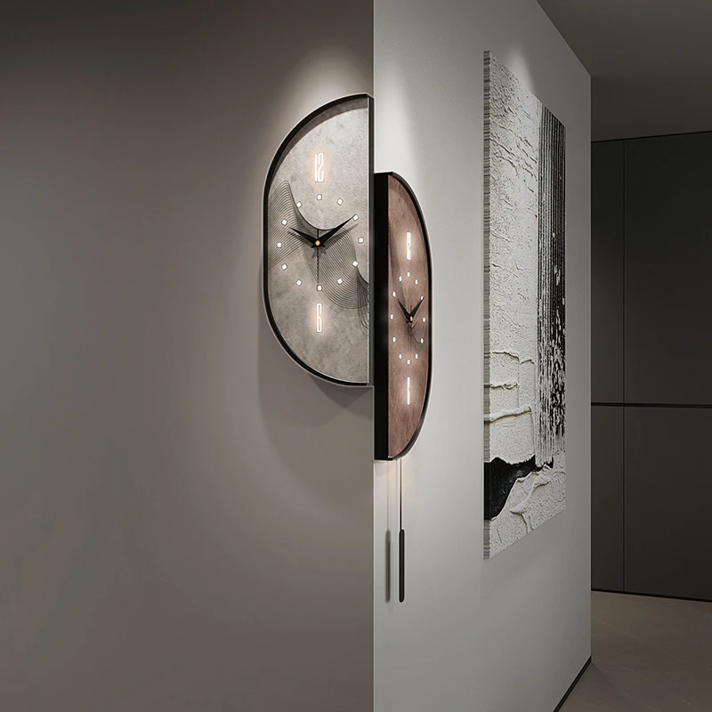 2025新款双面转角挂钟创意轻奢高档钟表现代简约大气客厅挂表时钟