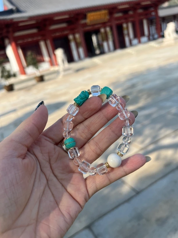 铜合金仿水晶手链 愿如意 白月光度母